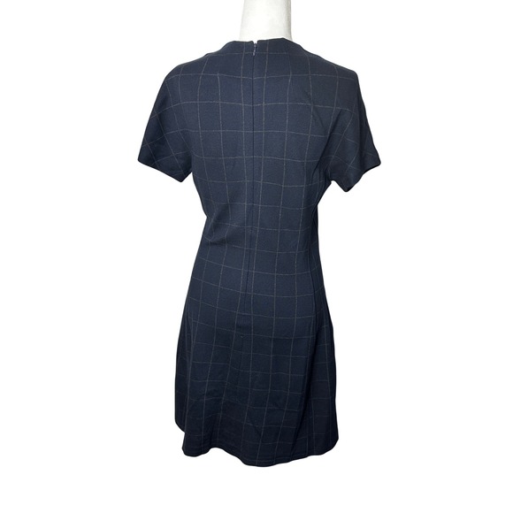 Theory Dolman Mock Neck Dress Windowpane Knit Short Sleeve Navy‎ Size Small - Picture 8 of 8